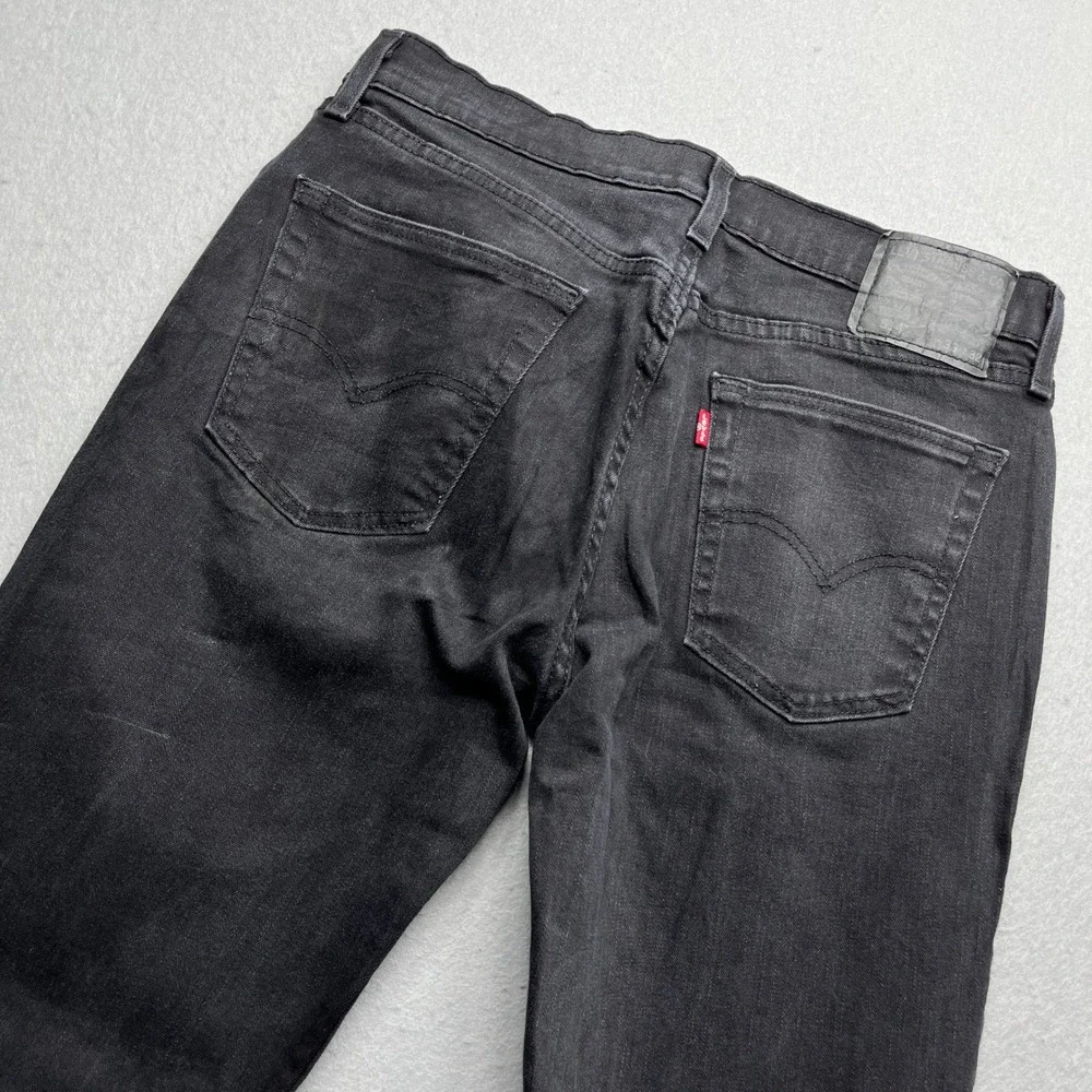 Levi's 514 Slim Straight Fit Jeans Black Denim‎ Mens 33x32 Streetwear Modern